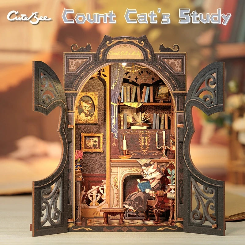 DIY Book Nook Kit – Glowing Miniature Library Diorama | Holiday Gift for Book Lovers & Teens