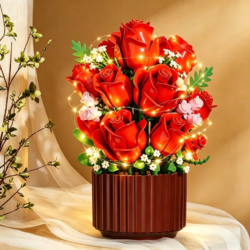Brick-Built Flower Bouquet Building Set – Eternal Flowers Gift for Teens & Her