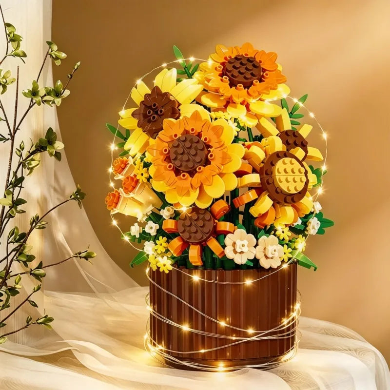 Brick-Built Flower Bouquet Building Set – Eternal Flowers Gift for Teens & Her