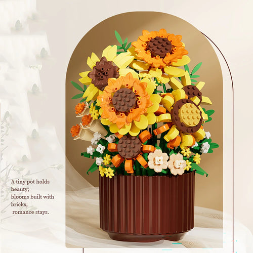 Brick-Built Flower Bouquet Building Set – Eternal Flowers Gift for Teens & Her