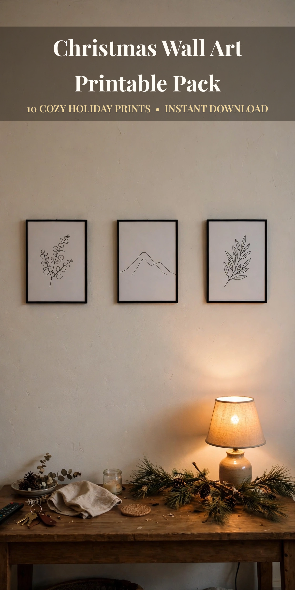 Christmas Wall Art Printable Pack — 10 Cozy Holiday Art Prints, Instant Download