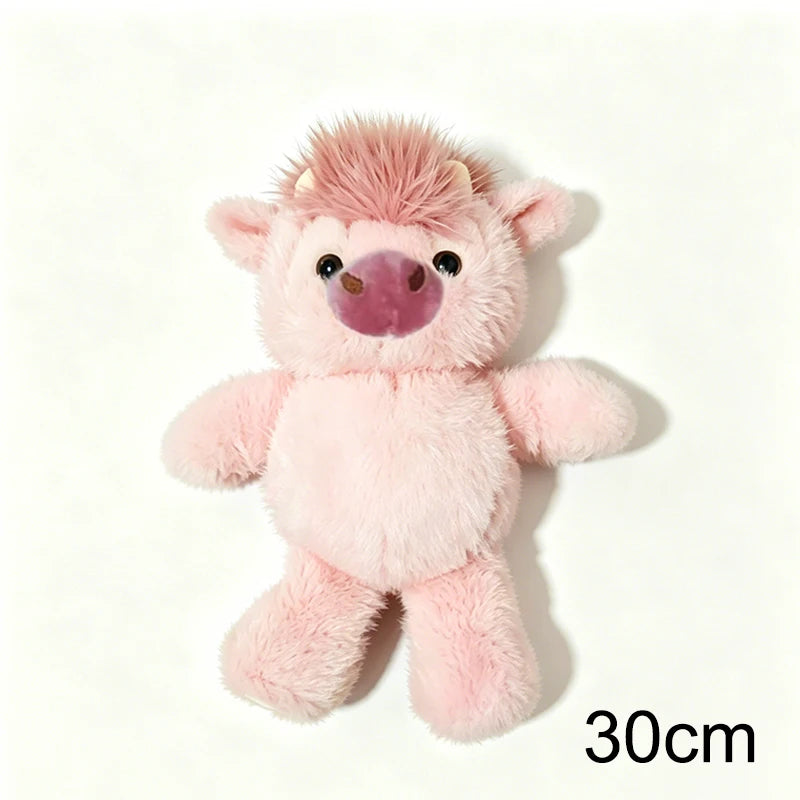 Bright pink fluffy Highland cow plush, 30cm